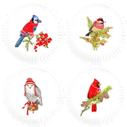 Mary Lake-Thompson Winter Birds 6-inch Melamine Appetizer Snack Plates, Set of 4 Assorted,Multicolor,One Size(MZ1985PP)