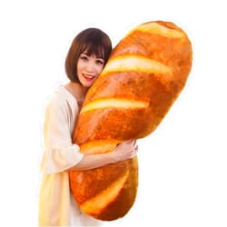 Levenkeness 3D Simulation Bread Plush Pillow,Soft Butter Toast Bread Food Pillow Lumbar Back Cushion Stuffed Toy for Home Decor 39.3
