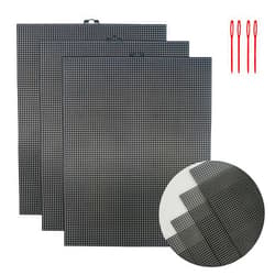 CHWANG 3 Pieces Black Plastic Mesh Canvas Sheets,7 Count Plastic Mesh for Embroidery,Knit Crochet Projects, Acrylic Yarn Crafting and Make Dividers (3)