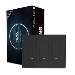 MOES 2nd Generation WiFi Smart Light Switch, 3 Way Smart Wall Switch 2.4GHz WiFi, Neutral Wire Required, Smart Life APP Remote Control, Work with Alexa, No hub Required Black 3 Gang