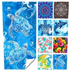 Beinkmake Turtle Beach Towel 30 × 60inch Microfiber Oversized Lightweight Beach Towel Sandproof Quick Dry Tropical Blue Towels for Swim Pool Beach Travel Yoga Gym Camping