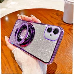 LEMAXELERS Case for Samsung Galaxy A06 Sparkly Bling Women Girls Slim Soft TPU Shockproof Phone Case with Stand Function Protector Cover for Samsung Galaxy A06, Purple DS