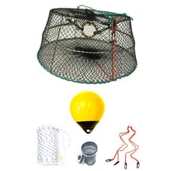 KUFA Sports Tower Style Prawn Trap with 400' Rope, Yellow Float, Vented Bait Jar & Harness Combo (CT77+PAM386+HA2)