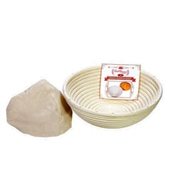 Saint Germain Bakery Premium Round Bread Banneton Basket with Liner - Perfect Brotform Proofing Basket for Making Beautiful Bread (10 inch)