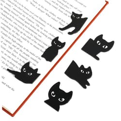 Sliverdew Magnetic Paper Bookmarks, 6 Pieces Assorted Cute Black Cat Book Marks for Reading Women Unique Bookmarks Kawaii Black Book Markers Clip Gifts for Teachers, Students, Book Lovers, Printing on 2 Side