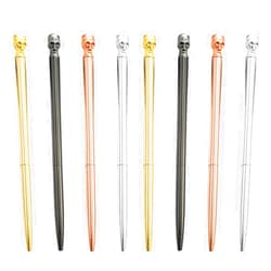 SIPLIV 8 Pieces Metal Ballpoint Pens with Black Ink, Bling Metallic Slim Ballpoint Pens Set Wedding Party Decoration Office School Supplies - Skull Shape