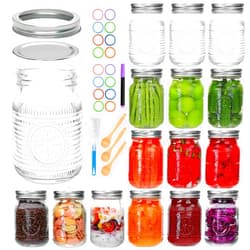 Encheng 16 Pack Regular Mouth Mason Jars 16 oz with Lids,Pint Canning Jars with Metal Lids and Bands, Vintage Glass Mason Jar for Centerpieces,Preserving,Fermenting,Jelly, Jam,Candy, DIY Crafts