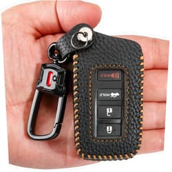 YONUFI for Lexus Key Fob Cover with Keychain Leather Car Smart Key Case Protector Holder Compatible 2014-2023 Lexus ES GS is RC NX RX GX LX LS RS LC UX (Black)
