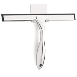 Zeerun All-Purpose Stainless Steel Shower Squeegee for Glass Doors with Adhesive Hooks, Squeegee for Shower Glass, Bathroom Household Cleaner Tool for Window Mirror Tile Wall Car, 10 Inch Silver