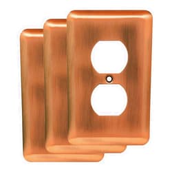Franklin Brass W10249V-AC-R Stamped Steel Round Single Duplex Wall Plate, Antique Copper, Pack of 3