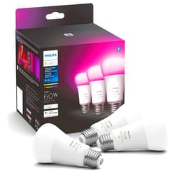 Philips Hue A19 LED Smart Light Bulb - White and Color Ambiance - 60W Indoor Light Bulb - Control with Hue App - Works with Alexa, Google Assistant and Apple Homekit - 3 Pack
