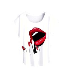 WDIRARA Women's Figure Graphic Print Short Sleeve Round Neck T Shirt Top