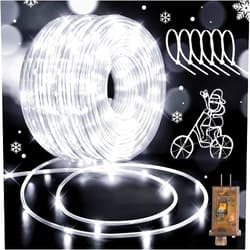 Hezbjiti LED Rope Lights 197FT Waterproof Rope Light 600 LED Flexible Tube Lights Plug in with 8 Modes for Garden Patio Bedroom Party Indoor Outdoor Decorations