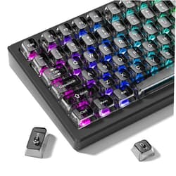 dagaladoo Grey Clear keycaps,Transparent keycaps 60 75 100 Percent,Ceramic Jelly Keyboard caps Set,Shine Through keycap.,MDA Profile Keyboard Key Cap for Mx Switches Mechanical Keyboard(115key)