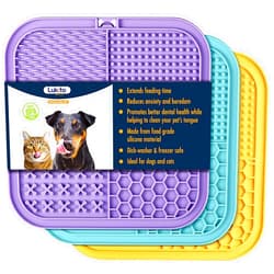 LUKITO 3PCS Licking Mat for Dogs & Cats with Suction Cups, Dog Peanut Butter Lick Pads for Anxiety Relief & Boredom Reducer, Slow Feeder Dog Bowls, Perfect for Bathing, Grooming and Training