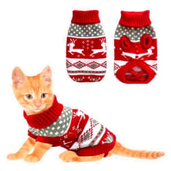 Vehomy Dog Christmas Sweaters Pet Winter Knitwear Xmas Clothes Classic Warm Coats Reindeer Snowflake Argyle Sweater for Kitty Puppy Cat-S