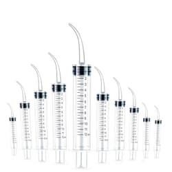 YAMHOHO 10 Pack Dental Syringes with Curved Tip Disposable Gradient Dental Irrigation Syringes for Oral Dental Care Tonsil Stone Removal Laboratory Feeding Small Pets Curved Measurable (12ml, transparent, 10)