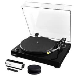 Fluance RT80 Classic High Fidelity Vinyl Turntable Record Player featuring Audio Technica AT91, Belt Drive, Built-in Preamp with Record Weight and 3 in 1 Stylus and Record Cleaning Vinyl Accessory Kit