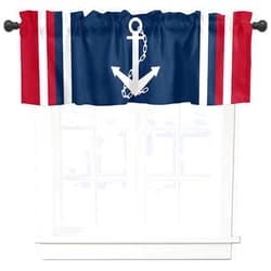 Savannan Nautical Valances, Nautical Anchor Red White Stripes Navy Blue Rod Pocket Cafe Valance Short Window Curtains Valances for Kitchen, Bedroom, Living Room, 1 Panel, 54''X18''