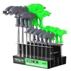 SWANLAKE GARDEN TOOLS SWANLAKE 18-Piece T-Handle allen wrench set, Inch/Metric Long Arm Ball End Hex Key Wrench Set, MM(1.5mm-10mm) SAE(1/16