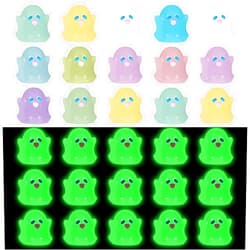 Liliful Luminous Mini Resin Ghost Cute Miniature Ghost Figurines Glow in The Dark Resin Figures Small Ghost Garden Decor Micro Miniature Statue for Outdoor House Landscape Party (24 Pcs)