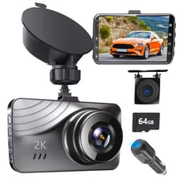 ADDPET Dash Cam Front Rear, 2k+1080P Full HD Dash Camera for Cars, Free 64GB Card, Built-in Wi-Fi GPS, 3’’ IPS Screen, Night Vision, 170°Wide Angle, WDR, Loop Recording, 24H Parking Mode（K23）