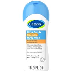 Cetaphil Ultra Gentle Refreshing Body Wash, For Dry to Normal, Sensitive Skin, 16.9oz, with Aloe Vera, Calendula, Vitamin B5, Hypoallergenic, Fragrance Free, Dermatologist Tested