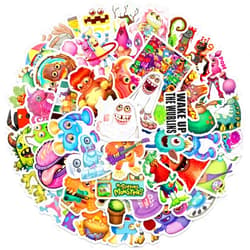 FRANKdesigns 50-Pack Video Game My Singing Monsters Sticker Pack - Vibrant Designs for Fans of The Hit Game