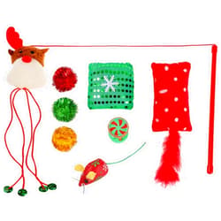 PICKUPIK Christmas Cat Toys Variety Pack - Pet Cat Assorted Toys with Sparkle Balls Mice X-mas Gift Set for Kitten Kitty