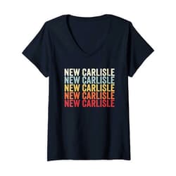 New Carlisle Ohio New Carlisle OH Retro Womens New Carlisle Ohio New Carlisle OH Retro Vintage Text V-Neck T-Shirt