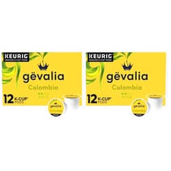 Gevalia Colombia Medium Roast 100% Arabica Keurig K-Cup Coffee Pods (12 ct Box) (Pack of 2)