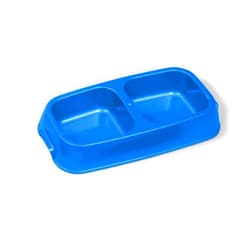 Van Ness Pet Lightweight Medium Double Dish Feeder For Cats And Dogs, 42 OZ Capacity,Blue