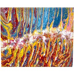 ByHandMade Snowy Ridge at Sunset Acrylic Pour Painting