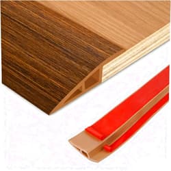 DBHXXMB-HH Floor Transition Strip Vinyl Door Threshold Ramp Self Adhesive Carpet Edging Strip Doorway Edge Trim, Overlap Edge Reducer for Laminate Carpet, Floor, Tile (Brown Wood Grain, 1/5