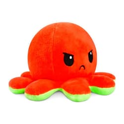TeeTurtle - The Original Reversible Octopus Plushie - Red + Green - Cute Sensory Fidget Stuffed Animals That Show Your Mood, 4 inch