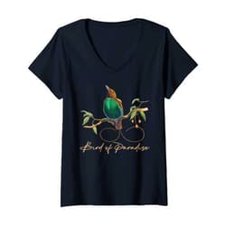Birds With A Stout Body Or Small Animal Lover Womens Flying Birds Of Paradise Flying Animal Pigeon V-Neck T-Shirt