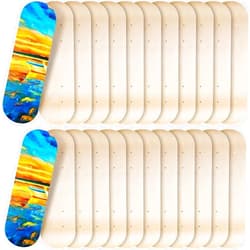 Meooeck 24 Pack Blank Skateboard Decks Mini Maple Skateboard Deck Beginner Kid Skateboard 17 x 5 Inch 7 Ply Wooden Skate Deck Double Tail Skateboard Light Deck Bulk for Painting Replacement Decoration
