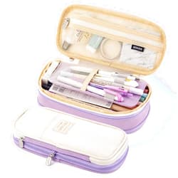 EASTHILL Big Capacity Pencil Pen Case Office College School Large Storage High Capacity Bag Pouch Holder Box Organizer Blue (Purple)