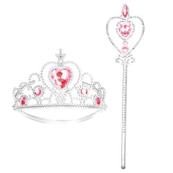 Cocojeci Tiara for Little Girls Princess Crown, Princess Dress Up Tiara and Wand Birthday Crown for Girls 3-6 Kids Toy Gift