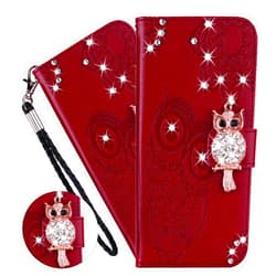QIVSTARS QIVSTAR Case Compatible for Samsung Galaxy A52 5G Bling Diamand PU Leather Wallet Case with Wsrist String Full Body Protective Flip Ultra Case for Samsung Galaxy A52 5G Owl Brown YK