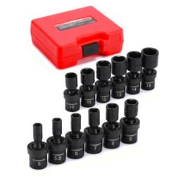 CASOMAN 1/4-Inch Drive Shallow Universal Impact Socket Set, Metric, 12 Pieces Set, 5mm to 15mm, 6-Point, Cr-Mo, Swivel Socket