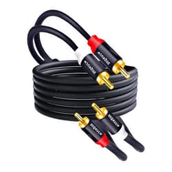 ZEQKULW 2RCA Audio Cable 15 ft 2RCA Male to 2RCA Male Stereo Audio RCA Cables Dual Shielded Gold-Plated 2 RCA Stereo Cable for car Audio Video Cord, Hi-Fi Systems or Home Theater, HDTV (Black, 15FT)