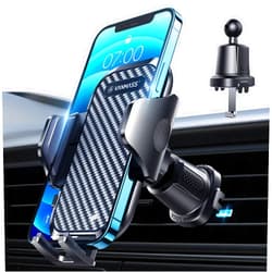 VANMASS Car Phone Holder Mount 2024 Upgraded [Patent Steel-Hook] Car Vent Phone Mount Clip Military-Grade Shockproof Cell Phone Car Mount Handsfree Truck Stand Vent Cradle for iPhone 15 Android,Black