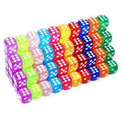 SmartDealsPro 100-Pack D6 Colored Dice, Six Sided Bulk Dice, 10 Colors Translucent Dice Die for DND, MTG, RPG, Tenzi, Yahtze, Bunco, Table Borad Games, Math Classroom Teaching (14mm)