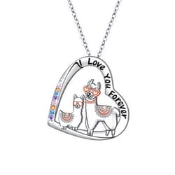 Ladytree Mother Daughter Necklace Sterling Silver Sea Turtles/Bunny Rabbits/Axolotl/Otter/Llama Cute Animal Mother Son Necklace Turtle Motherhood Jewelry Mother's Day Gifts for Mother Wife Daughter Women
