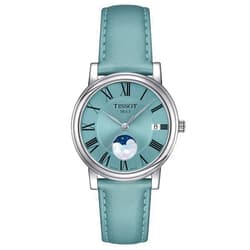 Tissot Womens Carson Premium Lady Moonphase Swiss Quartz Watch, Blue, Leather, 16 (T1222231635300)