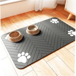 DK177 Pet Feeding Mat-Absorbent Pet Placemat for Food and Water Bowl, with Waterproof Rubber Backing, Quick Dry Water Dispenser Mat for Dog and Cat (12