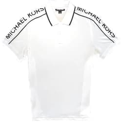 Michael Michael Kors Michael Kors Mens MK Logo 100% Cotton White/Black Polo Shirt (Medium)