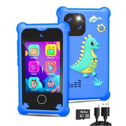 BESTOONE Upgrade Kids Phone Toys for 3 4 5 6 Year Old Girls and Boys, Toddler Emulated Touchscreen Smartphone with No Calls, No Internet, Christmas Birthday Gifts for Kids Ages 3-8 (Blue)