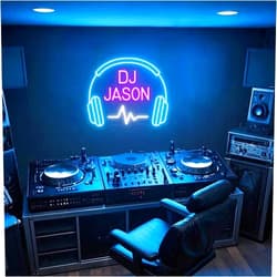 Kiparfod Custom DJ Name Neon Sign Personalized Headphones Neon Light Dimmable Gamer Light up Signs for Music Room, Game Room Boy Bedroom Decor Music Teacher Gifts